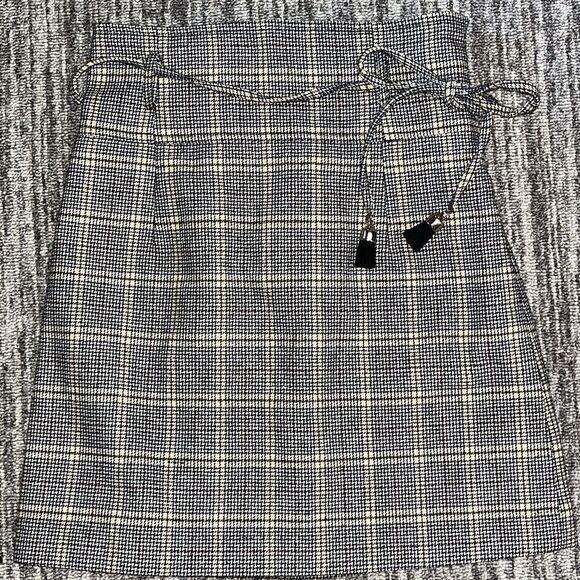 90s Y2K Skirt Size 0 Houndstooth Checkered High Rise Belted A Line Prep Academia - Picture 1 of 10